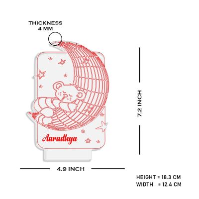 3D Illusion Moon Bear Design Night Lamp with Warm White Light Customized with Name Birthday Gift For Kids & Kids Room Decor